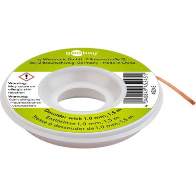 Accessoire de station de soudure Goobay 45245 - Mèche fine en cuivre pour déssouder Accessoire de station de soudure Goobay 45245 - Mèche fine en cuivre pour déssouder