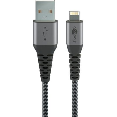 Goobay Lightning-kaapeli - 1m Harmaa, Hopea - Apple Laitteille Goobay Lightning-kaapeli - 1m Harmaa, Hopea - Apple Laitteille