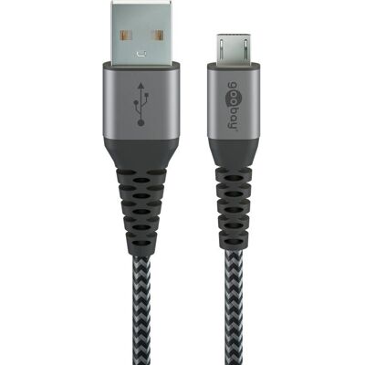 Goobay 49273 USB-kabel - 0,5m, Micro-USB B, USB A, Zwart, Grijs Goobay 49273 USB-kabel - 0,5m, Micro-USB B, USB A, Zwart, Grijs