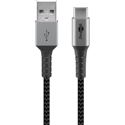 Goobay 49296 USB-kaapeli - USB 2.0 1m Musta/Silver Goobay 49296 USB-kaapeli - USB 2.0 1m Musta/Silver