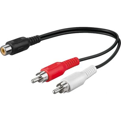 Cabo divisor de áudio Goobay - 2 RCA para 1 RCA estéreo Cabo divisor de áudio Goobay - 2 RCA para 1 RCA estéreo