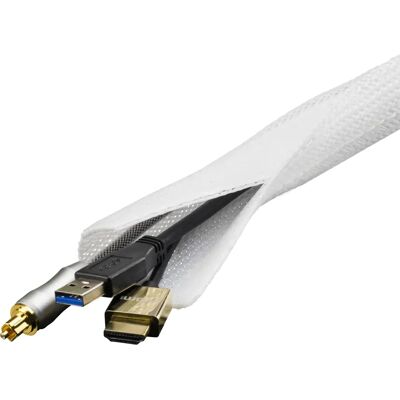 Manchon de câble Deltaco - Nylon, 1,8 m, Blanc - Manchon de câble - Publicité Manchon de câble Deltaco - Nylon, 1,8 m, Blanc - Manchon de câble - Publicité