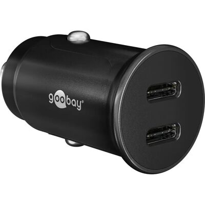 Goobay Dual USB-C PD Autolader - 30W - Zwart - Mobiele oplader Goobay Dual USB-C PD Autolader - 30W - Zwart - Mobiele oplader
