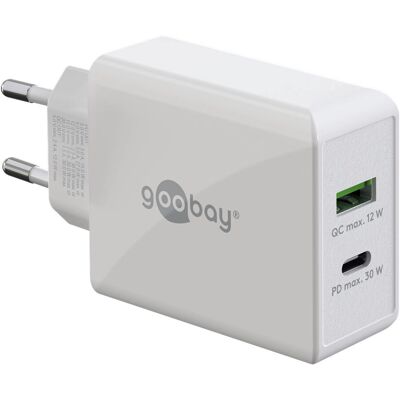 Goobay 61674 USB Oplader - 30W Snelle Lading Dubbele Poorten Goobay 61674 USB Oplader - 30W Snelle Lading Dubbele Poorten