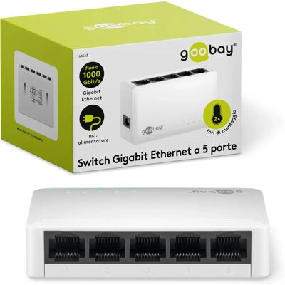 Goobay 5-Port Gigabit Ethernet Switch - Auto, 1000 Mbit/s Goobay 5-Port Gigabit Ethernet Switch - Auto, 1000 Mbit/s