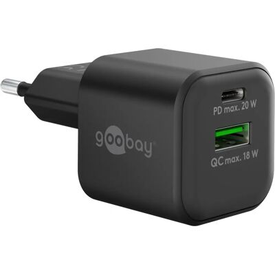 Goobay 65864 Dual USB-C PD & USB-A Schnellladegerät - Schwarz Goobay 65864 Dual USB-C PD & USB-A Schnellladegerät - Schwarz
