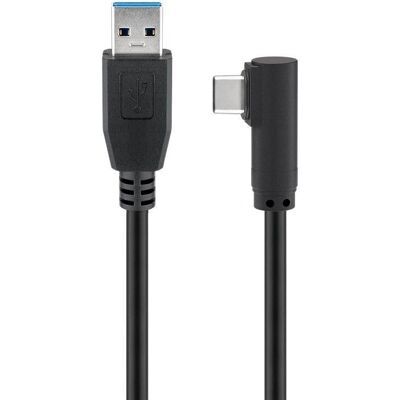 Cabo USB Goobay - USB A para USB C 90° - 1m - Preto Cabo USB Goobay - USB A para USB C 90° - 1m - Preto