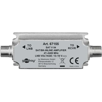 Amplificador de sinal de TV Goobay 67155 - 20dB, 47-2400MHz Amplificador de sinal de TV Goobay 67155 - 20dB, 47-2400MHz
