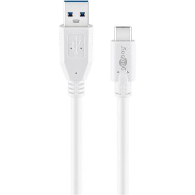 Goobay USB-kabel - 1m - USB 3.2 Gen 1 - USB-C till USB-A - Vit Goobay USB-kabel - 1m - USB 3.2 Gen 1 - USB-C till USB-A - Vit