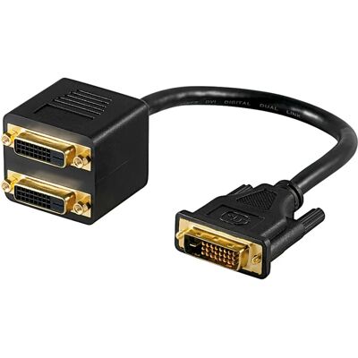 Goobay DVI Kabeladapter Splitter - Svart - 0,1m Goobay DVI Kabeladapter Splitter - Svart - 0,1m