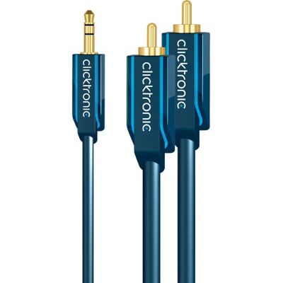 ClickTronic Modell 70465 - 1m Audiokabel mit RCA & Stereo Mini-Klinke - Blau/Gold ClickTronic Modell 70465 - 1m Audiokabel mit RCA & Stereo Mini-Klinke - Blau/Gold