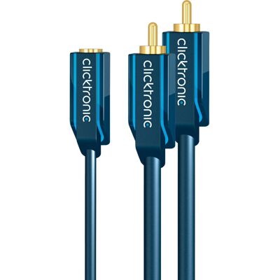 ClickTronic Bluetooth Audio Cable - 0.1m, Blue, 3.5mm, RCA ClickTronic Bluetooth Audio Cable - 0.1m, Blue, 3.5mm, RCA