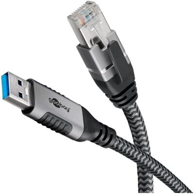 Goobay 70692 USB A to RJ45 Ethernet Adapter - Black, Silver Goobay 70692 USB A to RJ45 Ethernet Adapter - Black, Silver