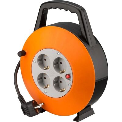 Goobay Rollo de extensión - 15m, 4 tomas - Interior, Negro/Gris/Naranja Goobay Rollo de extensión - 15m, 4 tomas - Interior, Negro/Gris/Naranja