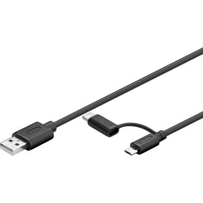 Kabel USB Goobay 71892 - Micro-B i USB-C, 1m, Czarny Kabel USB Goobay 71892 - Micro-B i USB-C, 1m, Czarny