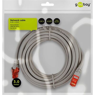 Goobay 72576 Verkkokaapeli - 3m Harmaa Cat6 U/UTP Goobay 72576 Verkkokaapeli - 3m Harmaa Cat6 U/UTP