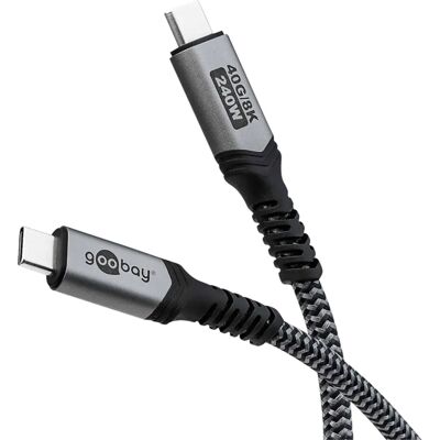 Goobay USB-C Kabel - 240W, 40Gbps, Tygvävd - USB4 Goobay USB-C Kabel - 240W, 40Gbps, Tygvävd - USB4