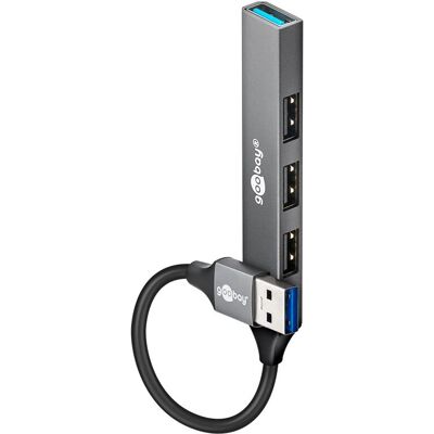 Goobay 74456 USB-Hub - 4-Port, Hellgrau, Aluminium Goobay 74456 USB-Hub - 4-Port, Hellgrau, Aluminium