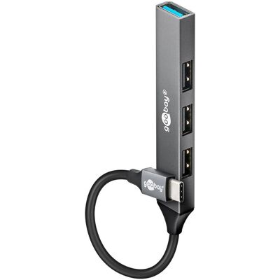 Goobay 74457 USB-Hub - 4 Ports, Type-C & USB-A, Grau Goobay 74457 USB-Hub - 4 Ports, Type-C & USB-A, Grau