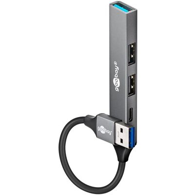 Goobay 74458 USB-Hub - 4 Port, Hellgrau, Aluminium, 0,1m Goobay 74458 USB-Hub - 4 Port, Hellgrau, Aluminium, 0,1m