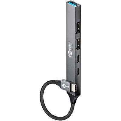 Goobay 74460 USB-Hub - Hellgrau - 5 Ports - USB 3.2 Gen 1 Goobay 74460 USB-Hub - Hellgrau - 5 Ports - USB 3.2 Gen 1