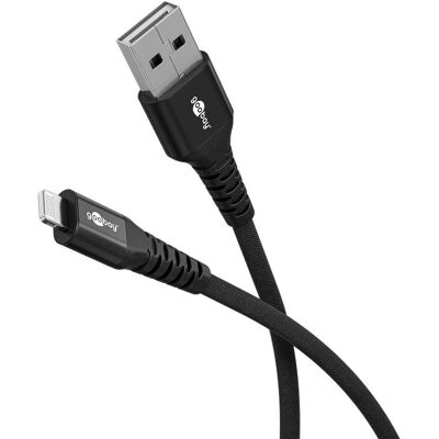 Goobay Lightning Kaapeli - 0,5 m Musta - USB-A, Tekstiili Goobay Lightning Kaapeli - 0,5 m Musta - USB-A, Tekstiili