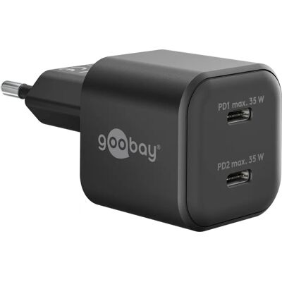 Goobay Nano 35 W Dual-USB-C-Ladegerät - Ladegerät Goobay Nano 35 W Dual-USB-C-Ladegerät - Ladegerät