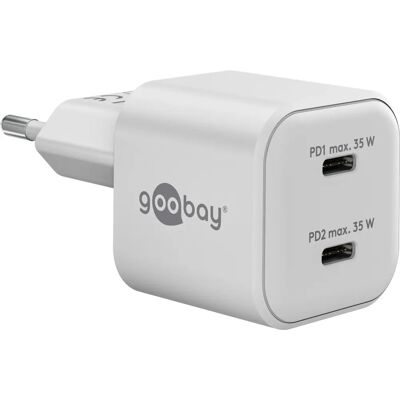 Goobay USB-C PD GaN Dual-Snellader Nano 35 W - USB Lader Goobay USB-C PD GaN Dual-Snellader Nano 35 W - USB Lader