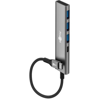 Goobay 76562 USB-C Hub - 4 Ports, 5 Gbps, Grey Goobay 76562 USB-C Hub - 4 Ports, 5 Gbps, Grey