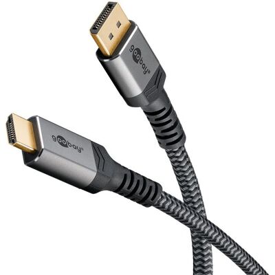 Goobay 78965 DisplayPort zu HDMI Kabel 8K 60Hz - Sharkskin Grau - DisplayPort Kabel Goobay 78965 DisplayPort zu HDMI Kabel 8K 60Hz - Sharkskin Grau - DisplayPort Kabel