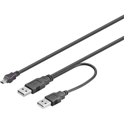 Goobay 0,6m USB-kabel - Dubbla USB A till Mini-USB B - Svart Goobay 0,6m USB-kabel - Dubbla USB A till Mini-USB B - Svart