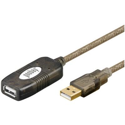 Goobay USB 2.0 5m Extension-koppling - Musta Goobay USB 2.0 5m Extension-koppling - Musta