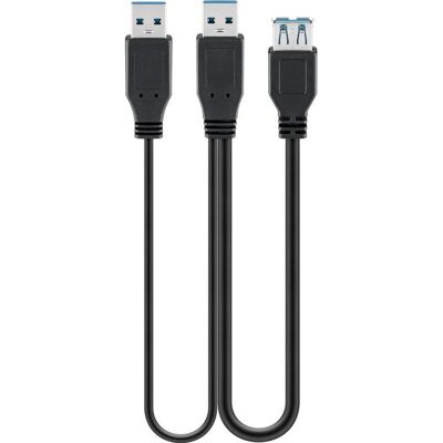 Kabel USB 3.0 Dual Power SuperSpeed Goobay - Czarny, 0,3m Kabel USB 3.0 Dual Power SuperSpeed Goobay - Czarny, 0,3m