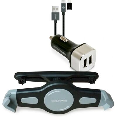 RealPower Tablet Car Set Universeller Halter 2 USB-Anschlüsse RealPower Tablet Car Set Universeller Halter 2 USB-Anschlüsse