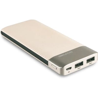 Powerbank RealPower PB-8000 - 8000 mAh Lithium Polymer - Sort, Champagne, Beige Powerbank RealPower PB-8000 - 8000 mAh Lithium Polymer - Sort, Champagne, Beige