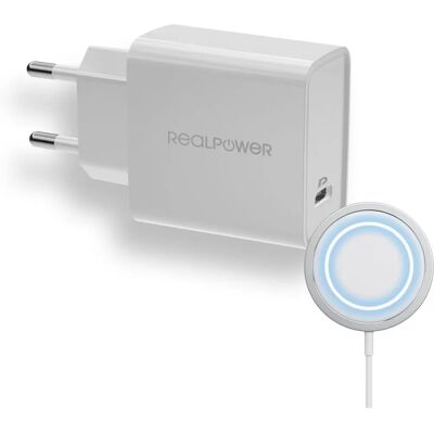 RealPower PC-MagSet - Cargador inalámbrico 20W - Blanco RealPower PC-MagSet - Cargador inalámbrico 20W - Blanco