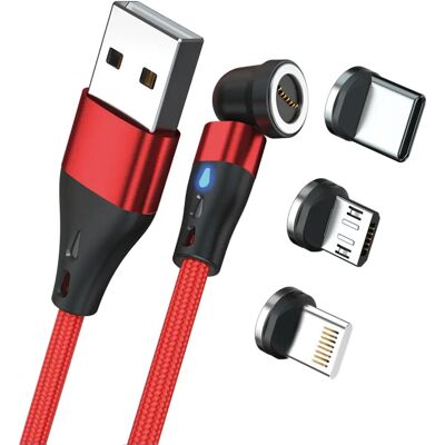 Câble USB MagneticCharge3 de RealPower - 2m, Rouge, 3A Câble USB MagneticCharge3 de RealPower - 2m, Rouge, 3A