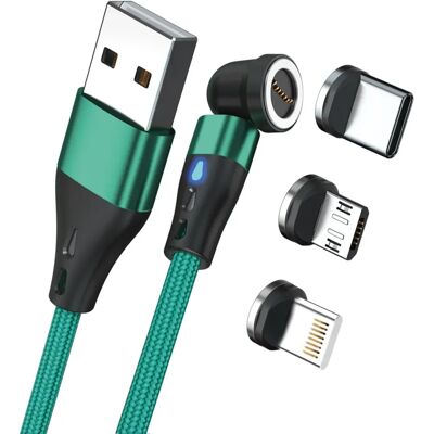 RealPower Magnetisches Kabel 3A, 2m, Grün, mit Adaptern RealPower Magnetisches Kabel 3A, 2m, Grün, mit Adaptern