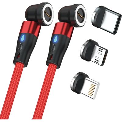RealPower Magnetisches Kabel, 1m, Rot mit Adaptern RealPower Magnetisches Kabel, 1m, Rot mit Adaptern