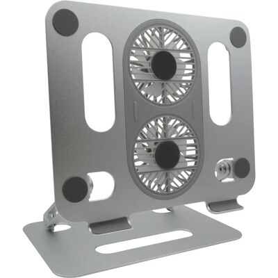Soporte para portátil de acero inoxidable RealPower 495562 - Altura ajustable con ventilador RGB Soporte para portátil de acero inoxidable RealPower 495562 - Altura ajustable con ventilador RGB