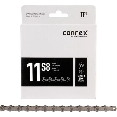 Chaîne de vélo Wippermann Connex 11S8 - Argent - 118 maillons - Publicité Chaîne de vélo Wippermann Connex 11S8 - Argent - 118 maillons - Publicité