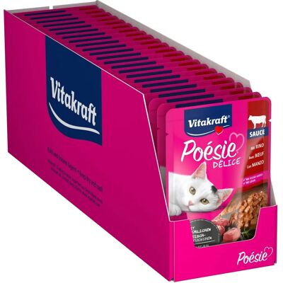Nourriture pour Chats Vitakraft Sachets - Bœuf & Sauce Délice - 85g x 23 Nourriture pour Chats Vitakraft Sachets - Bœuf & Sauce Délice - 85g x 23
