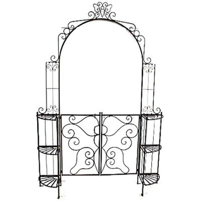 GARDEN PLEASURE Laki Arco da giardino - Acciaio, Nero, 29x156x233cm GARDEN PLEASURE Laki Arco da giardino - Acciaio, Nero, 29x156x233cm
