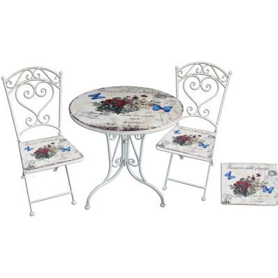 Garden Pleasure Floral Weiß Metall Gartenmöbelset - Gartengarnitur Garden Pleasure Floral Weiß Metall Gartenmöbelset - Gartengarnitur