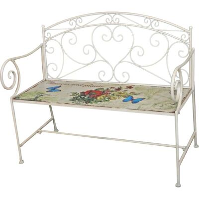 Garden Pleasure Florale Weiße Stahl Gartentisch - Gartenbank Garden Pleasure Florale Weiße Stahl Gartentisch - Gartenbank