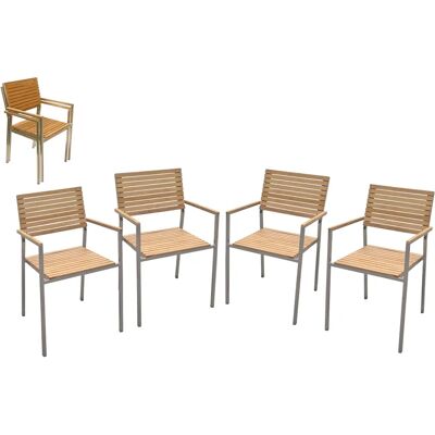 Garden Pleasure Denver Stapelstühle - Outdoor Teakholz - 4er Set Garden Pleasure Denver Stapelstühle - Outdoor Teakholz - 4er Set