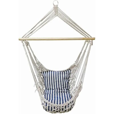 Chaise suspendue Garden Pleasure blanc et bleu - Mobilier de jardin - Publicité Chaise suspendue Garden Pleasure blanc et bleu - Mobilier de jardin - Publicité