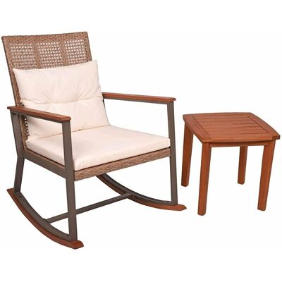 Garden Pleasure SINALOA - Holzschaukelstuhl, braun, inkl. Tisch Garden Pleasure SINALOA - Holzschaukelstuhl, braun, inkl. Tisch