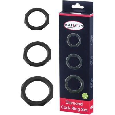 Malesation Kit di 3 anelli penieni Diamond - Set di cockring Malesation Kit di 3 anelli penieni Diamond - Set di cockring