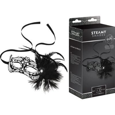 Máscara Mardi Gras con Plumas de Steamy Shades Máscara Mardi Gras con Plumas de Steamy Shades